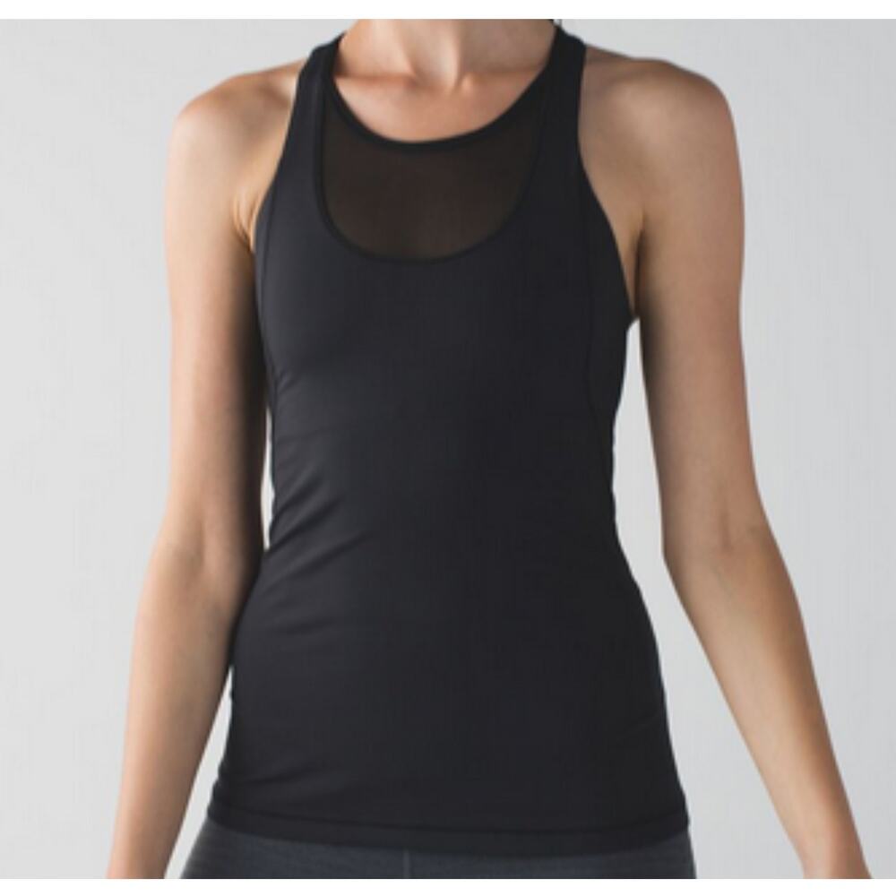LuluLemon Mesh With Me Tank, Size 4, Black, MSRP $58